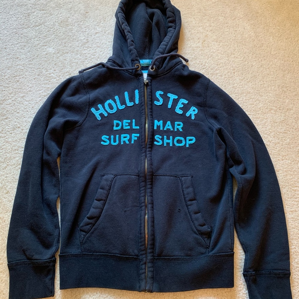 Men’s Hollister zipper hoodie blue small